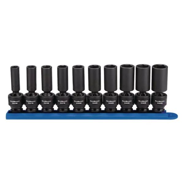 GEARWRENCH 10-Piece 3/8 in. Drive 6-Point Deep Universal Metric Impact Socket Set