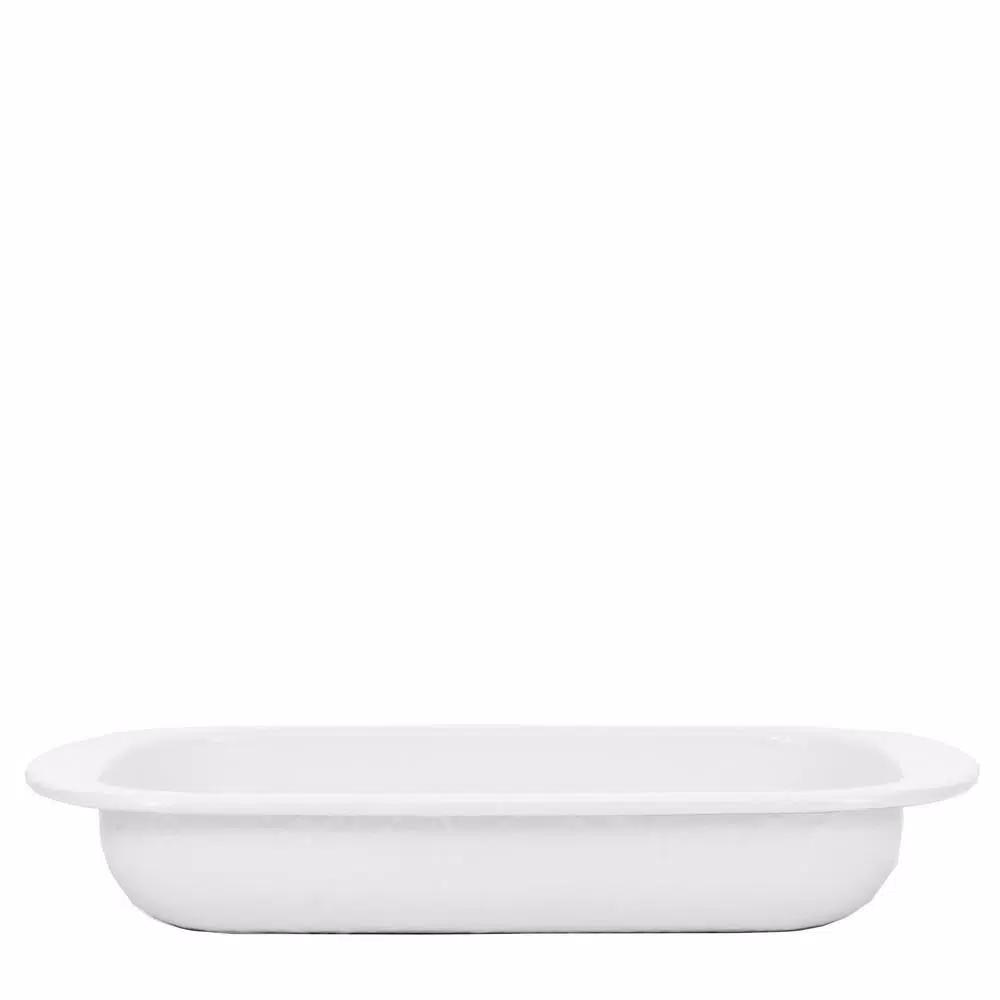 Golden Rabbit Solid White 4.5 qt. Enamelware Baking Pan