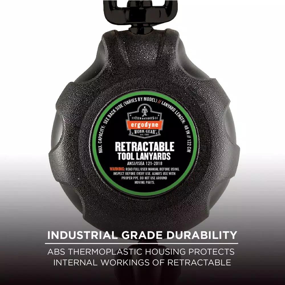 Ergodyne Squids 3001 Standard Black Retractable Tool Lanyard with Single Carabiner and Loop End (2 lb Capacity)