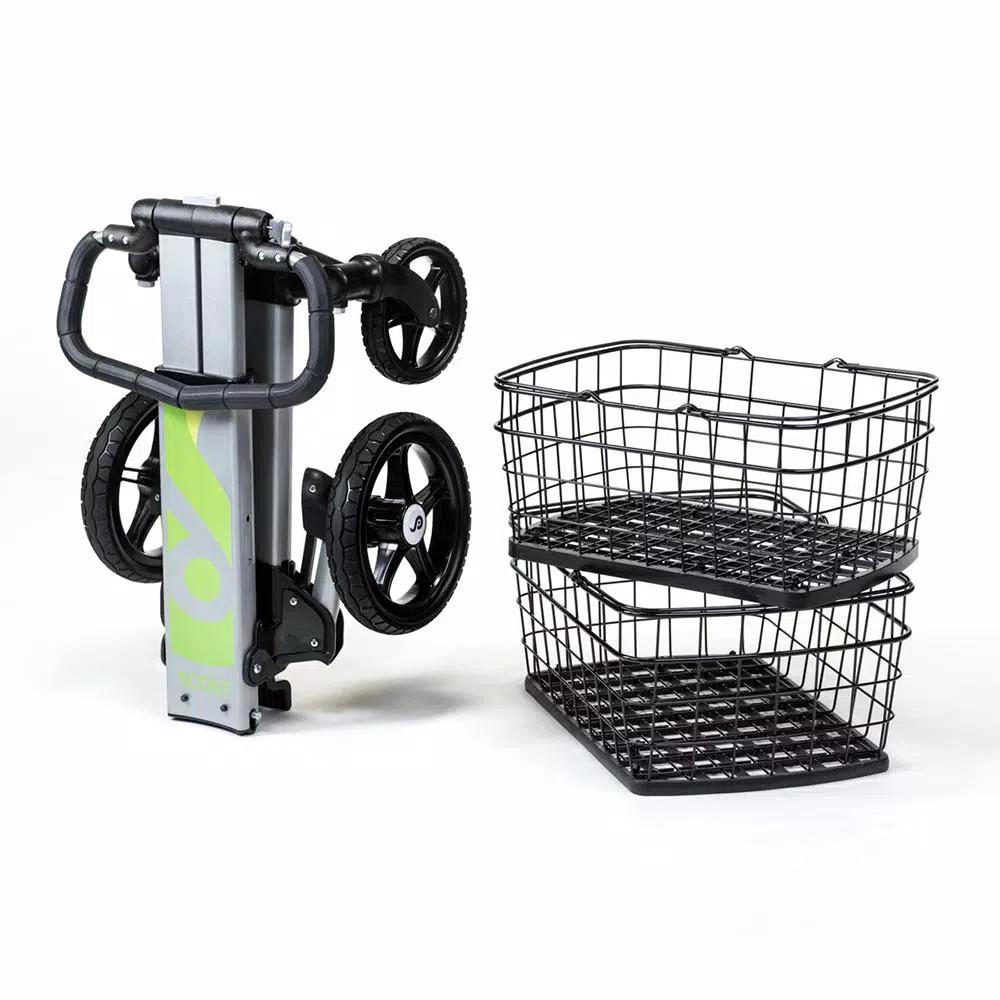 Unbranded Scout Folding Aluminum Cleaning Cart with Removable Baskets and Swivel Wheels