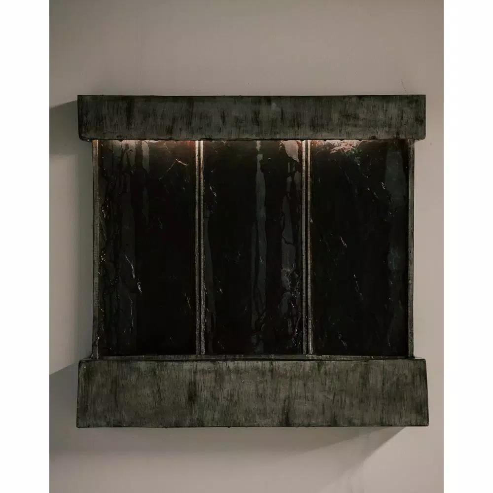 Unbranded XBrand 29 in. Natural Grey Polyresin Wall Fountain with LED Light Belt for Indoor/Outdoor Use