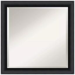 Amanti Art Nero 23 in. Square Beveled Edge Bathroom Vanity Mirror, Black Satin Wood Frame thumbnail 1