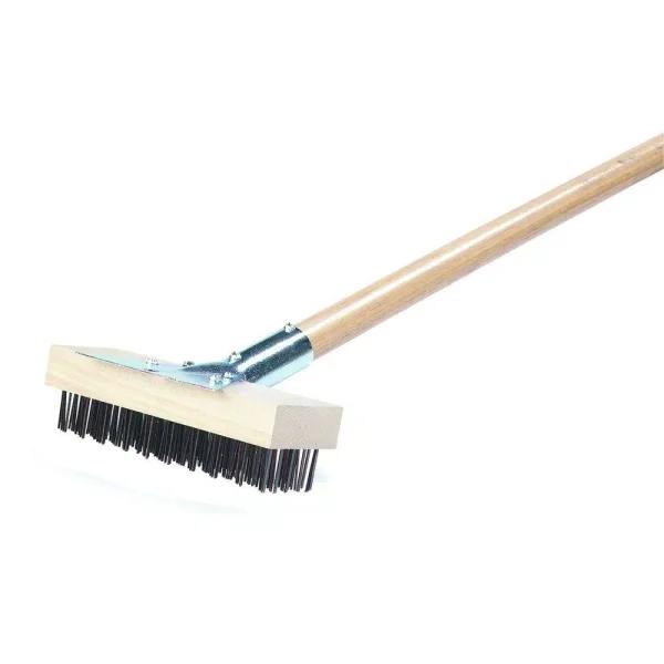 Carlisle Flatwire Oven and Grill Brush with Scraper and Wood Handle