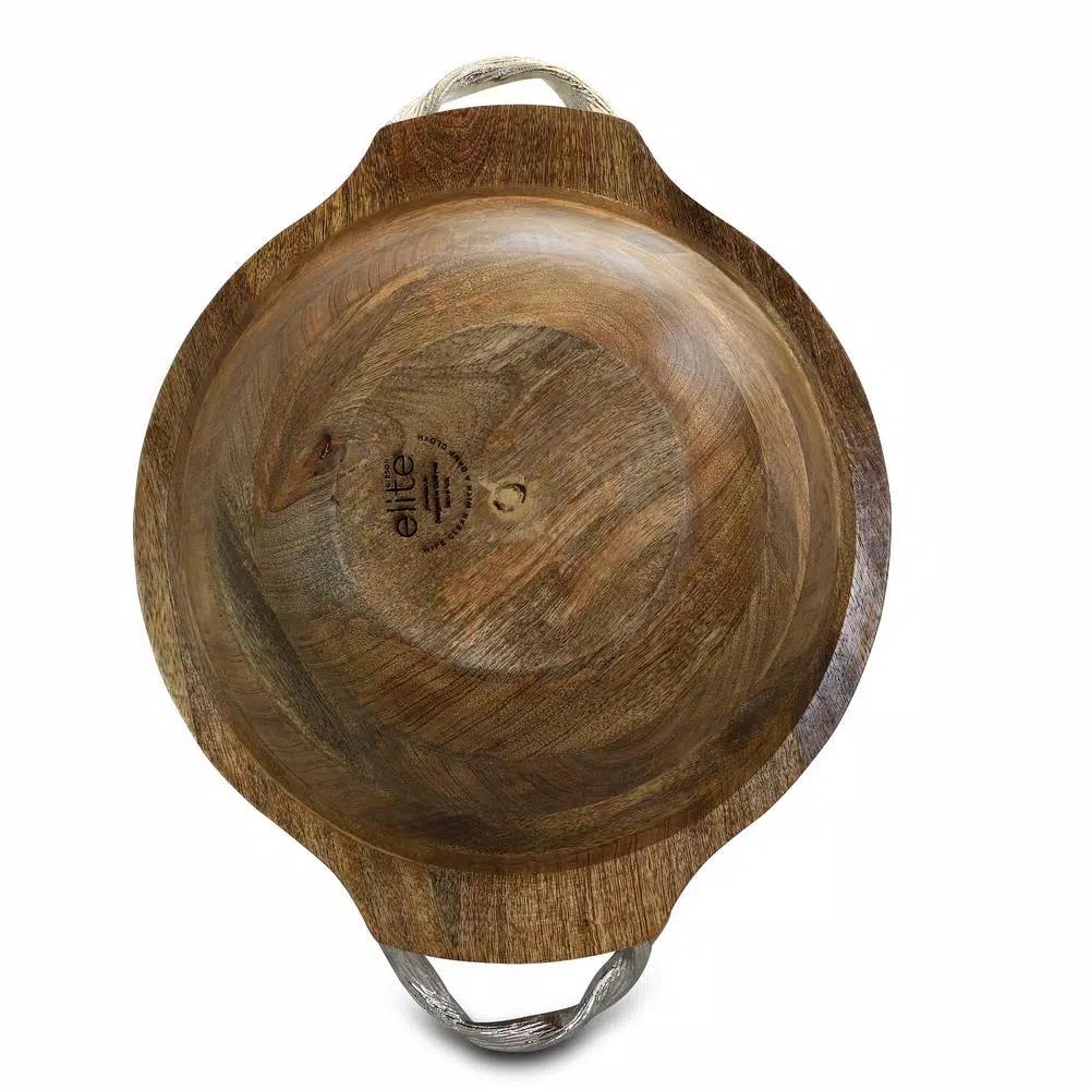 Gibson Elite Philomena 13 in. Wood Enameled Serving Bowl with Floral Design