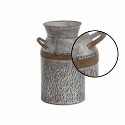 LITTON LANE 14 in. Gray Galvanized Tin Decorative Milk Can with Rust Band Handles thumbnail 3