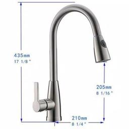 Vanity Art Brushed Nickel Single-Handle Pull-Down Kitchen Faucet with Spray Wand thumbnail 6