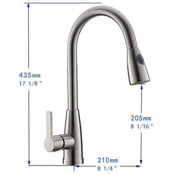 Vanity Art Brushed Nickel Single-Handle Pull-Down Kitchen Faucet with Spray Wand