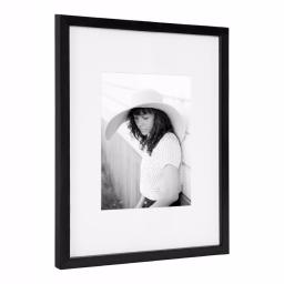 DesignOvation Gallery 13 x 16 in. Black Wood Picture Frame with White Mat for 8 x 10 in. Photos thumbnail 2