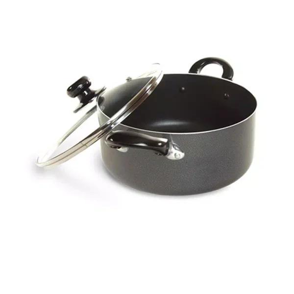 Better Chef 10 qt. Round Aluminum Nonstick Dutch Oven with Glass Lid, Gray