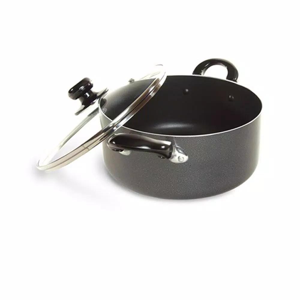 Better Chef 10 qt. Round Aluminum Nonstick Dutch Oven with Glass Lid, Gray