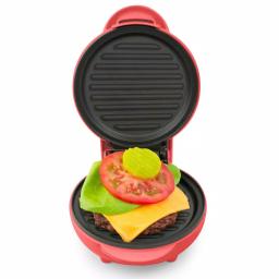 Nostalgia MyMini Personal Electric Grill, 25 sq. in. Cast-Iron Smokeless Grill, Coral Pink thumbnail 4