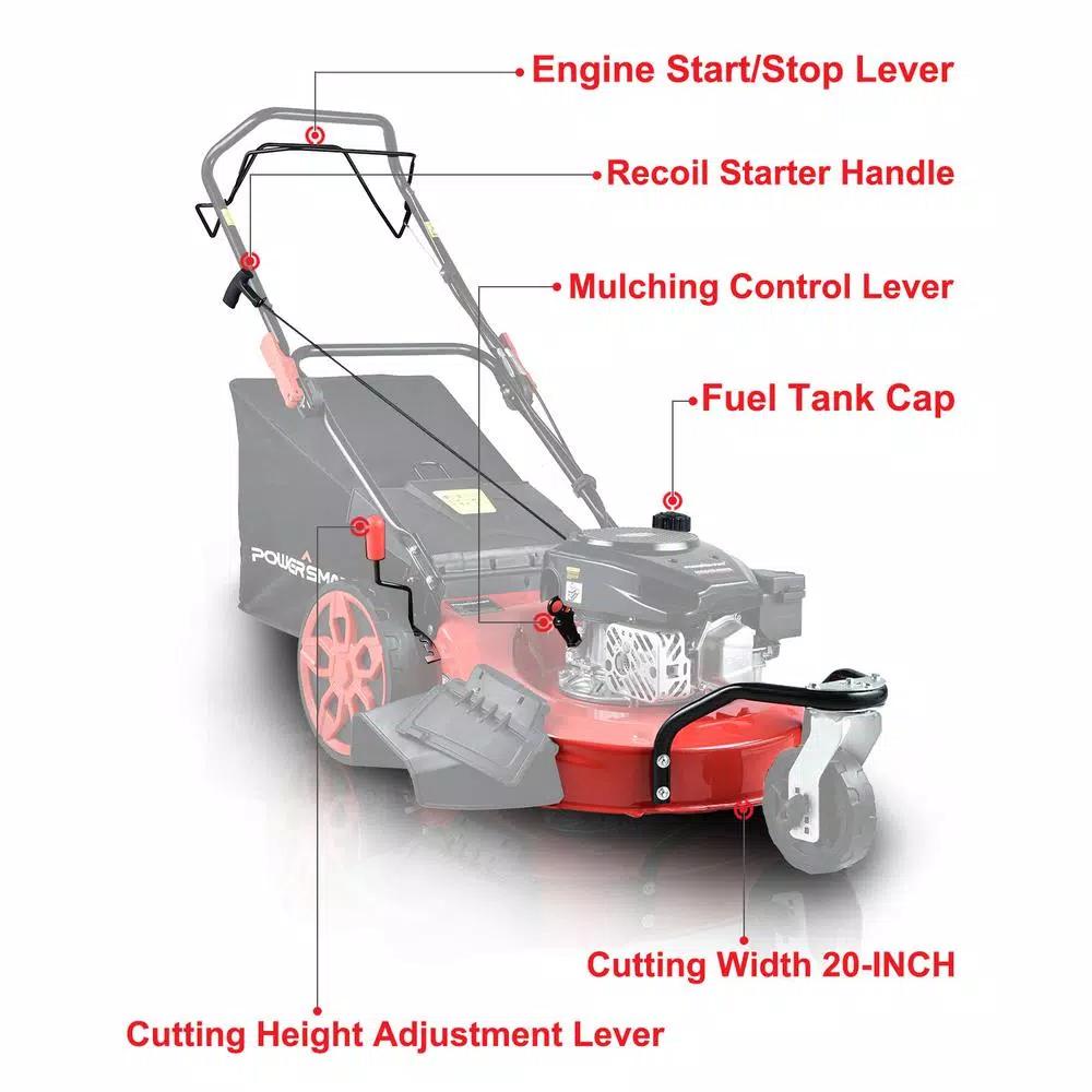PowerSmart Power Smart PSM2020 20 in. 170 cc Gas Self-Propelled 3-in-1 Walk Behind Lawn Mower