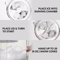 Nostalgia 160 oz. Countertop Snow Cone Maker with Stainless Steel Blades and Reusable Cones - White thumbnail 3