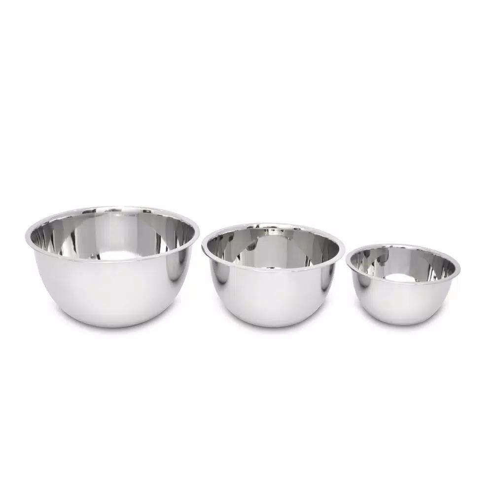 Unbranded 3-Piece Stainless Steel Mixing Bowl Set, 5.2 Qt, 3.25 Qt, 1.25 Qt