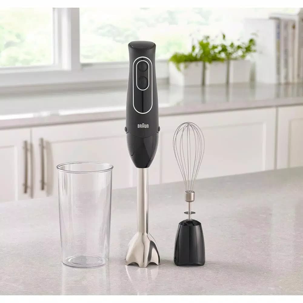 Braun MultiQuick 5 MQ505 2-Speed Immersion Blender Set with Beaker and Whisk, Black