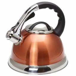 Creative Home Camille 3.0 Qt. Stainless Steel Whistling Tea Kettle with Aluminum Capsulated Bottom, Metallic Copper thumbnail 1