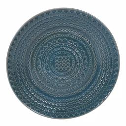 Certified International Aztec Teal 12.75 in. Stoneware Round Platter thumbnail 1