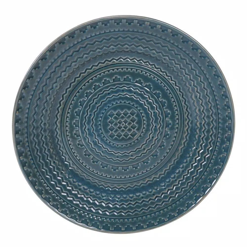 Certified International Aztec Teal 12.75 in. Stoneware Round Platter