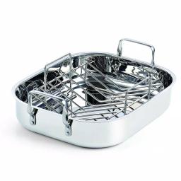 Cooks Standard 12 Qt. Stainless Steel Roasting Pan with V-Shaped Rack thumbnail 1