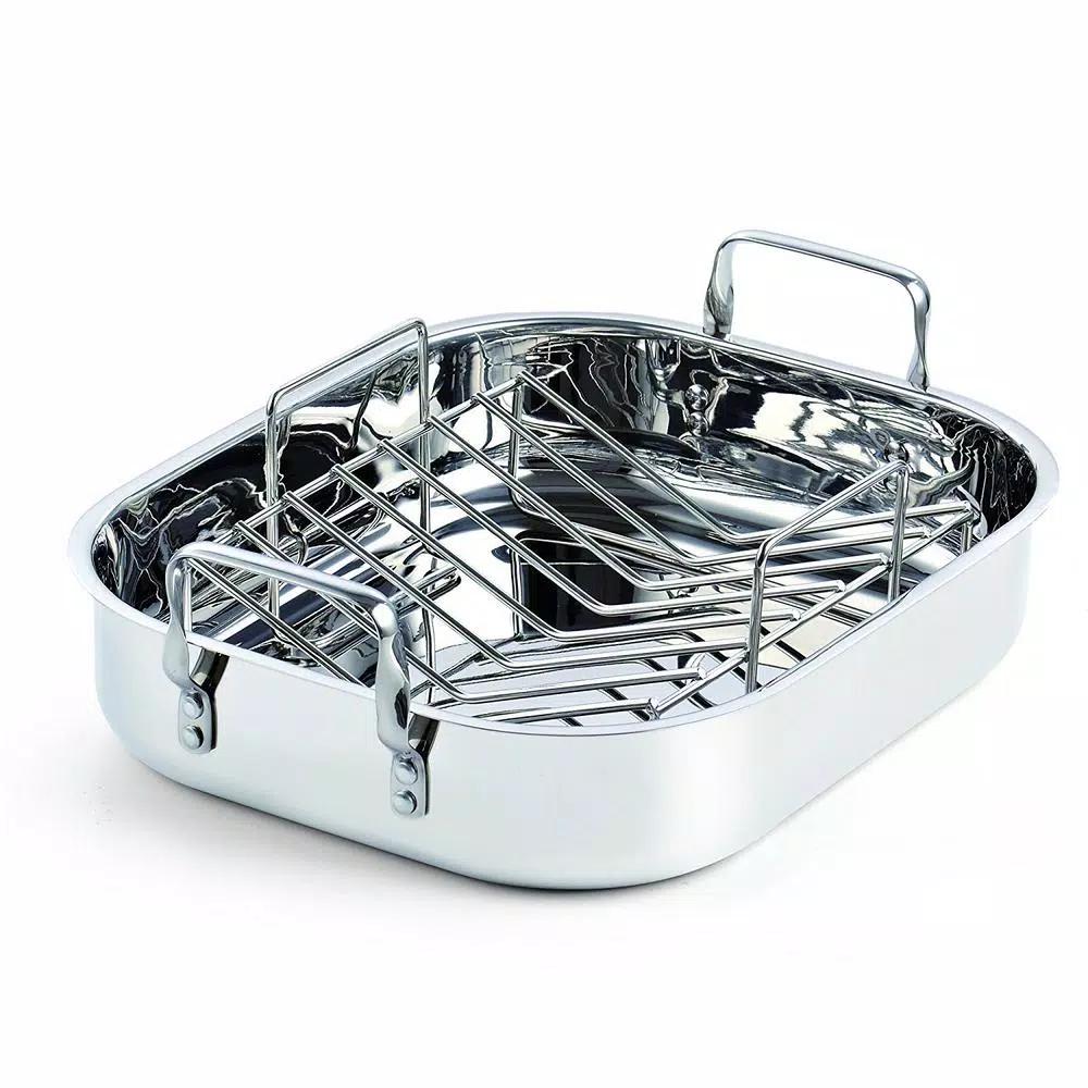 Cooks Standard 12 Qt. Stainless Steel Roasting Pan with V-Shaped Rack