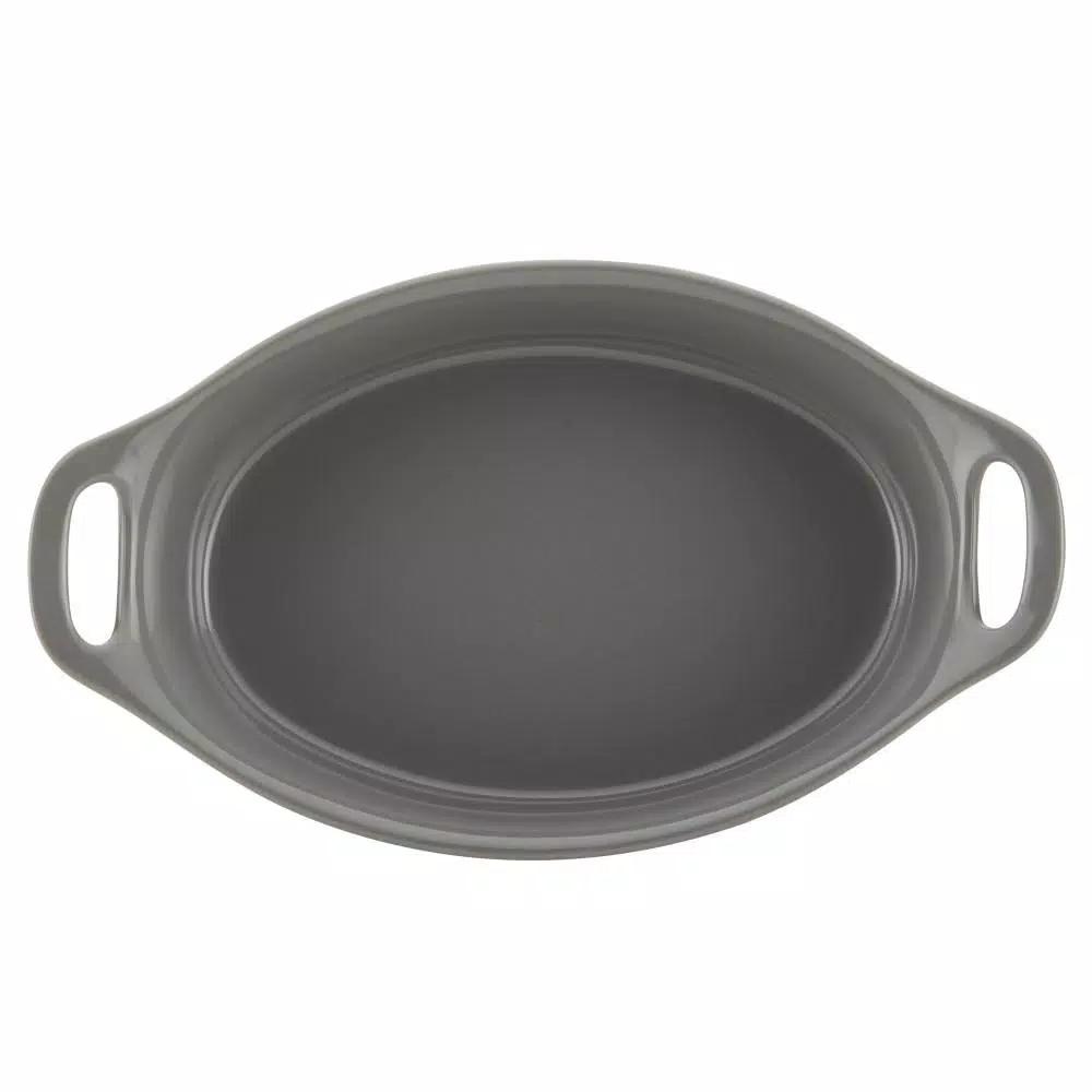 Rachael Ray 1.5 Qt. Gray Ceramic Oval Baker