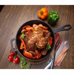 Bayou Classic 10.5 in. Cast Iron Skillet with Lid, Pre-Seasoned Black Skillet Set thumbnail 5