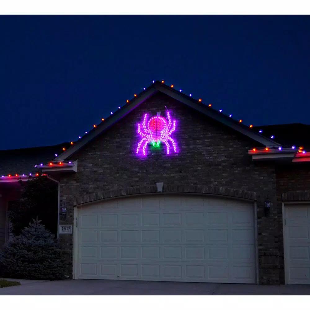 Haunted Hill Farm 48 in. x 40 in. Creepy Crawling Spider LED Halloween Window Light