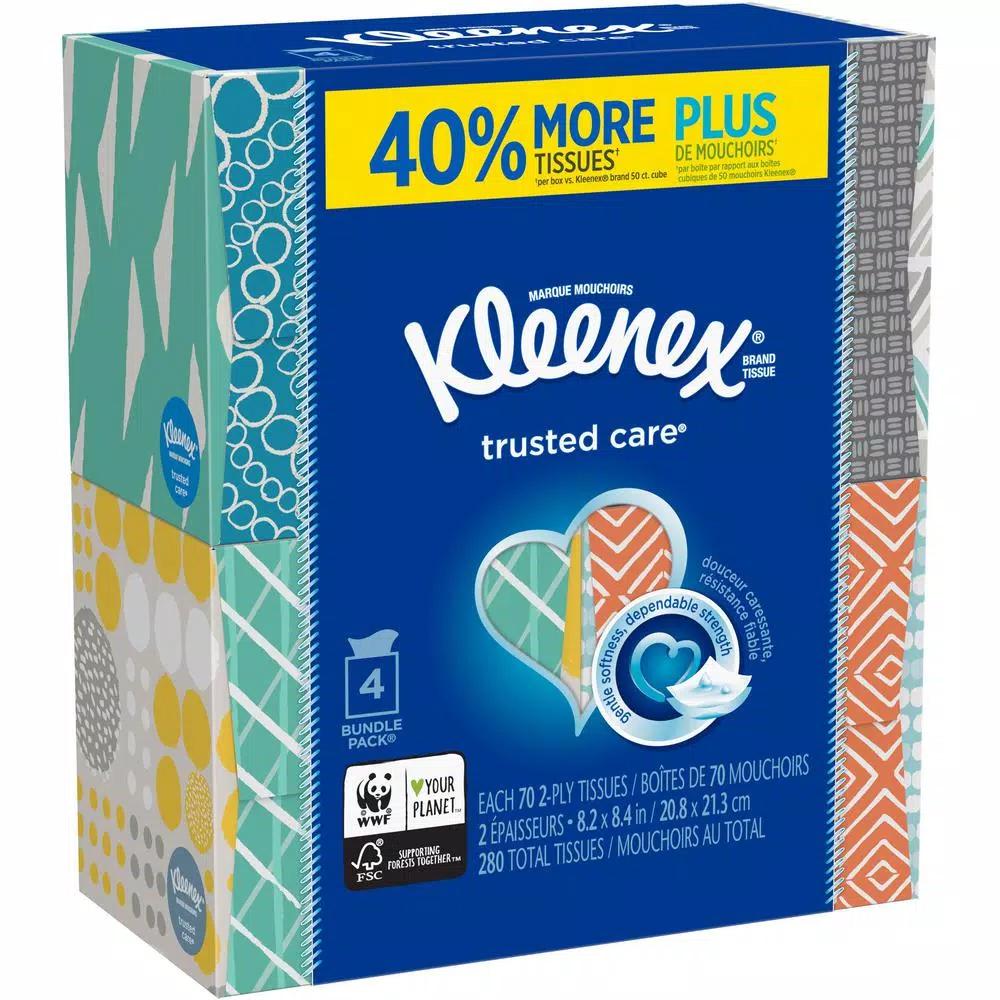 Kleenex Trusted Care Facial Tissue, 70-Count, 4-Pack