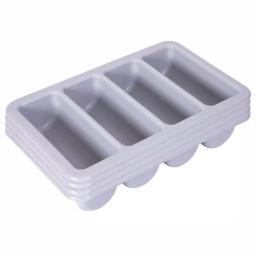 Basicwise Grey 4-Compartment Commercial Cutlery Holder Drawer Organizer, Set of 4 thumbnail 1