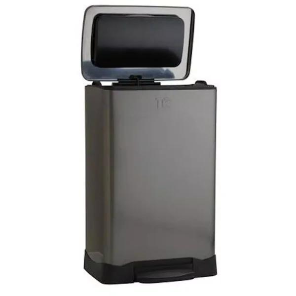 Household Essentials Trash Krusher TK10 XL 50L Black Stainless Steel Manual Compactor Trash Can