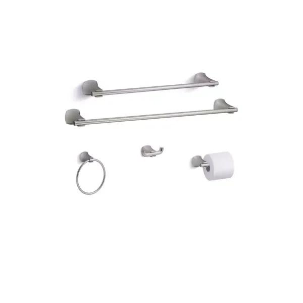 KOHLER Rubicon 5-Piece Bathroom Hardware Set, Vibrant Brushed Nickel