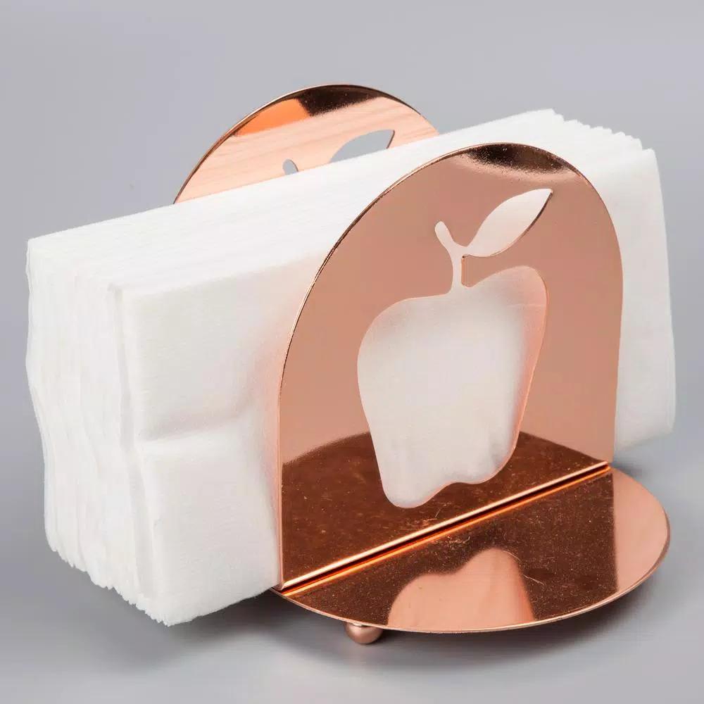 Creative Home Copper Plated Metal Napkin Holder with Apple Laser Cut Design
