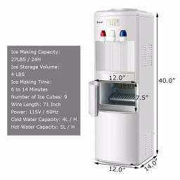Costway Premium Top Loading Water Dispenser with Built-In Ice Maker, Hot & Cold Tri-Temp, White thumbnail 2
