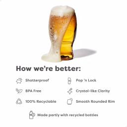 TOSSWARE Unbreakable 18 oz. Clear rPET Plastic Beer Glasses, Shatterproof & Stackable (Set of 252) thumbnail 3