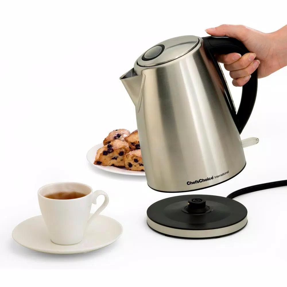 Chef'sChoice 7-Cup Cordless Electric Kettle, 1500W Stainless Steel