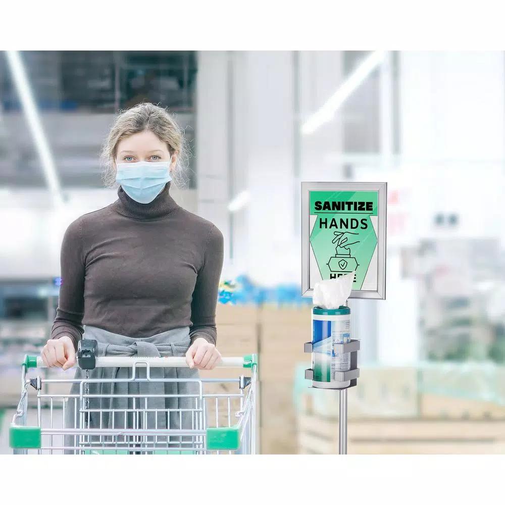 Alpine Industries 60.5 in. Sanitizing Wipes Dispenser Stand with 2-Sided Sign Holder