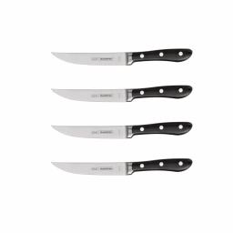 Tramontina 4-Piece 5 in. High Carbon Stainless Steel Serrated Steak Knife Set with Black Polycarbonate Handles thumbnail 1