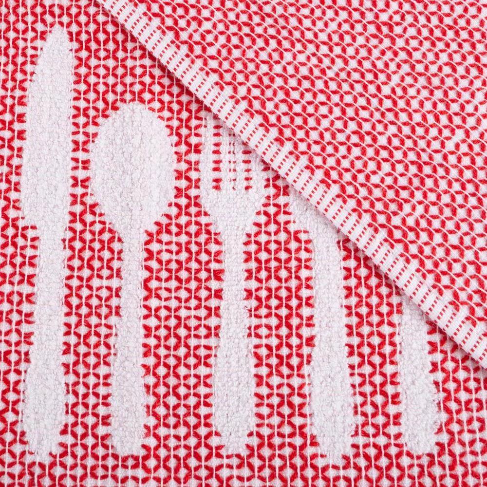 Lavish Home 8-Piece Cotton Kitchen Towel Set - Multi-Color Flatware Pattern Weave