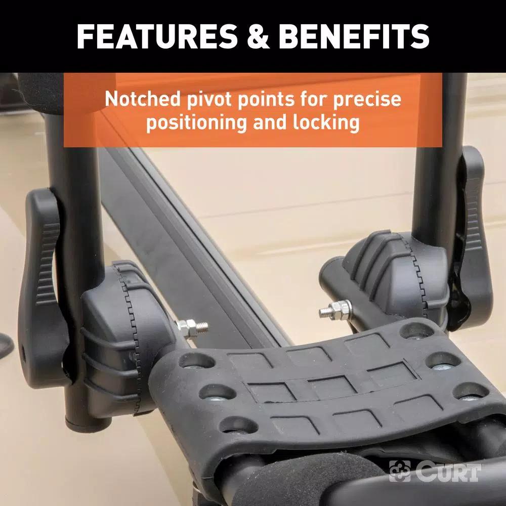 CURT Aluminum Kayak Roof Rack Carrier, 75 lb Capacity, Universal Fit