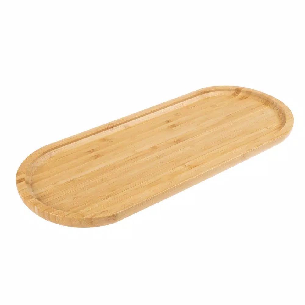 Classic Cuisine Oval Bamboo Serving Tray - Natural Wood Finish
