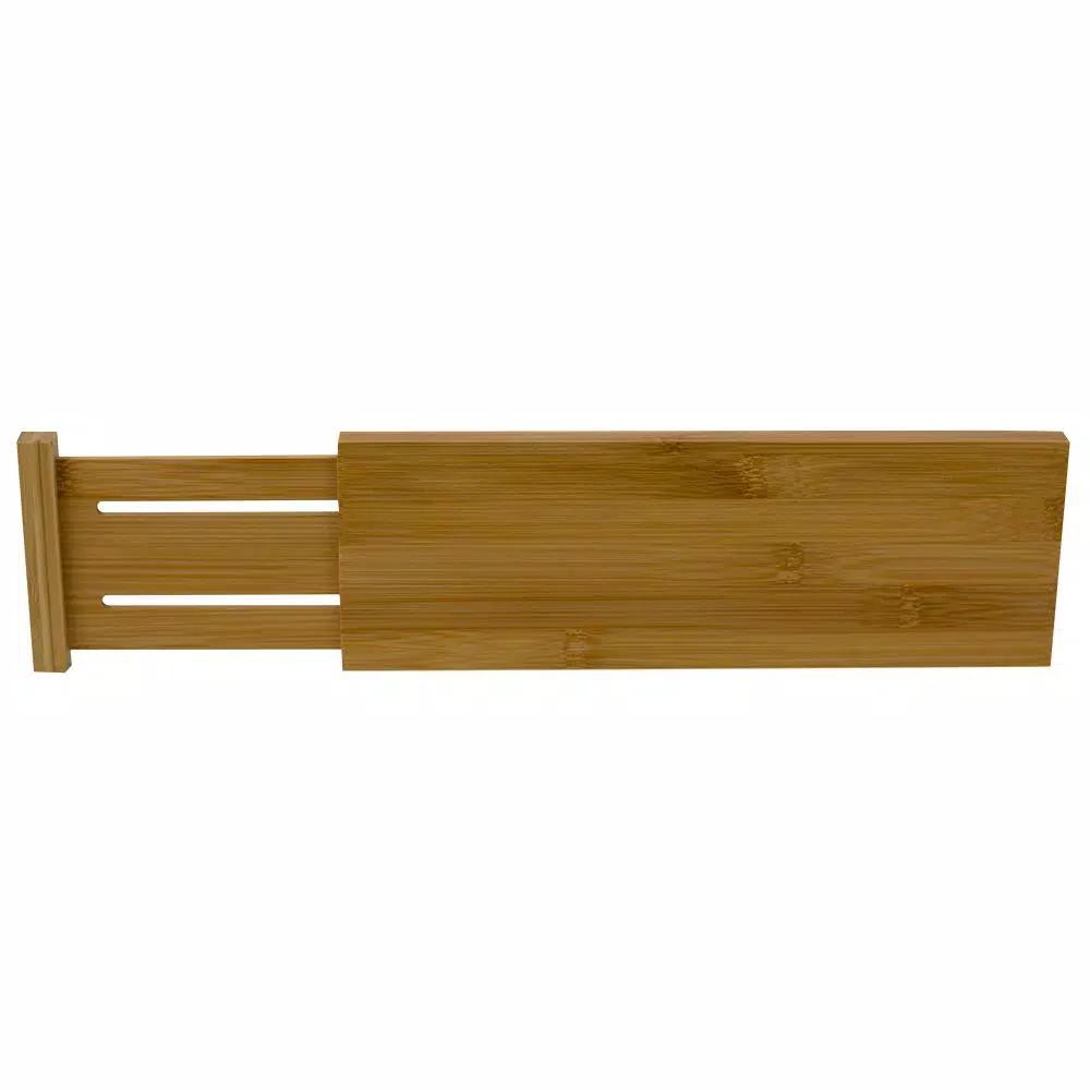 Unbranded Natural Bamboo Drawer Organizer Divider - 12.5 in. x 4 in. Tension Spring Partition