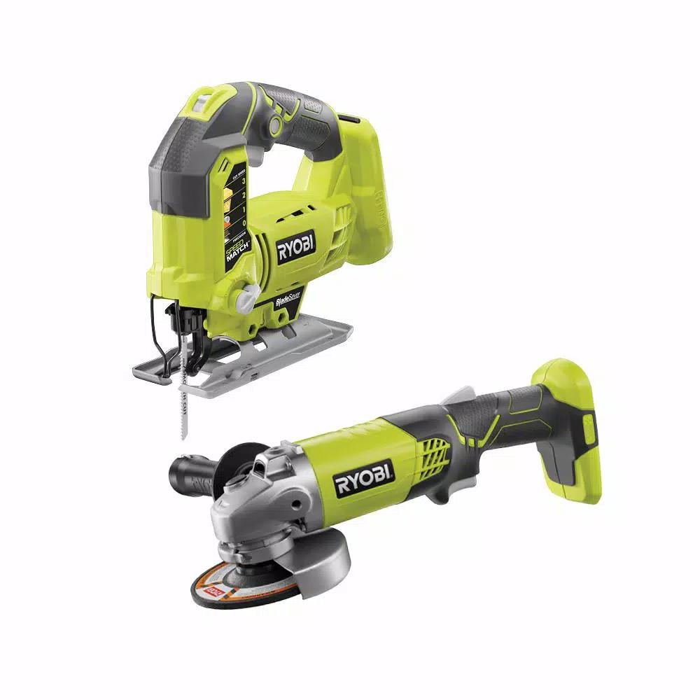 RYOBI 18V ONE+ Cordless Orbital Jig Saw and 4-1/2 in. Angle Grinder Tool Kit (Tools Only)