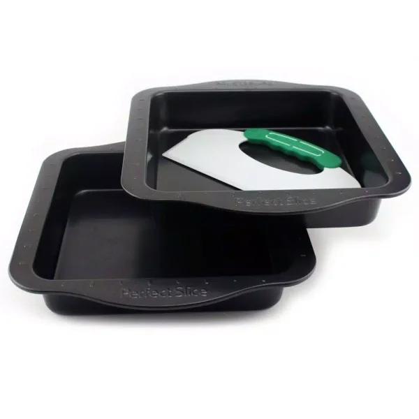 BergHOFF Perfect Slice 3-Piece Square Carbon Steel Bakeware Set with Cutting Tool
