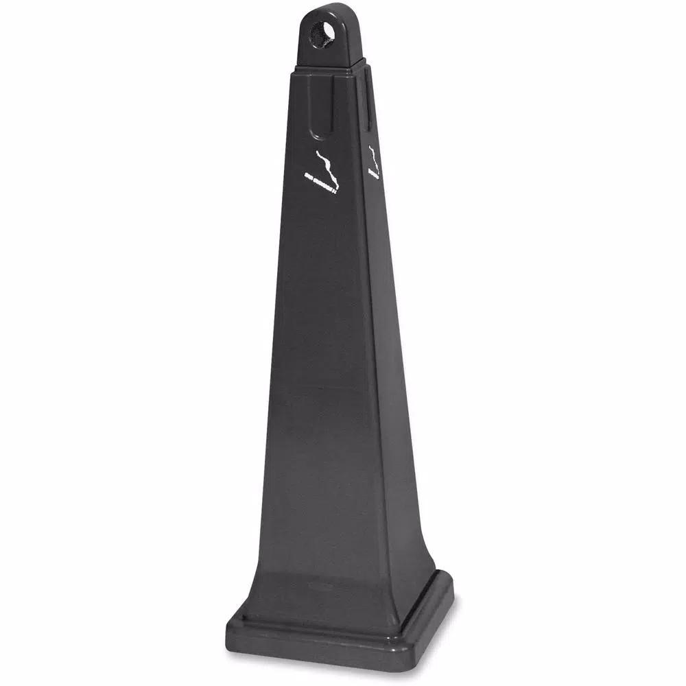 Rubbermaid 1 Gal. Black Smoking Management Receptacle - All-Weather Outdoor Cigarette Disposal