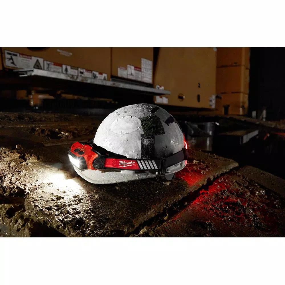 Milwaukee 600 Lumen USB Rechargeable BEACON Hard Hat Headlamp with Type 1 Class C Full Brim Vented Hard Hat