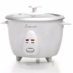 Continental Electric 6-Cup White Rice Cooker and Steamer with Tempered Glass Lid thumbnail 2