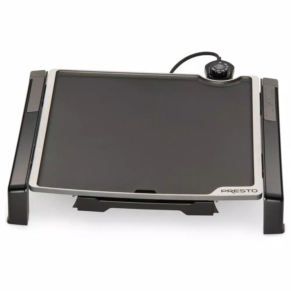 Presto Tilt and Fold 210 sq. in. Electric Griddle with Temperature Sensor, Black