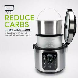 Aroma 20-Cup SmartCarb Digital Rice Cooker and Food Steamer, Stainless Steel thumbnail 2