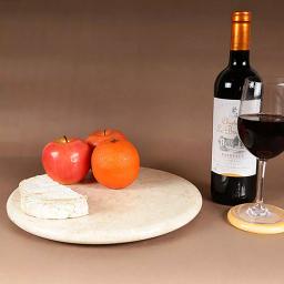 Creative Home 12 in. Natural Champagne Marble Round Cheese Board and Serving Tray thumbnail 3