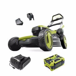 Sun Joe iON100V-21LM 21 in. 100V Cordless Self-Propelled Walk-Behind Lawn Mower Kit with 5.0 Ah Battery and Charger thumbnail 1